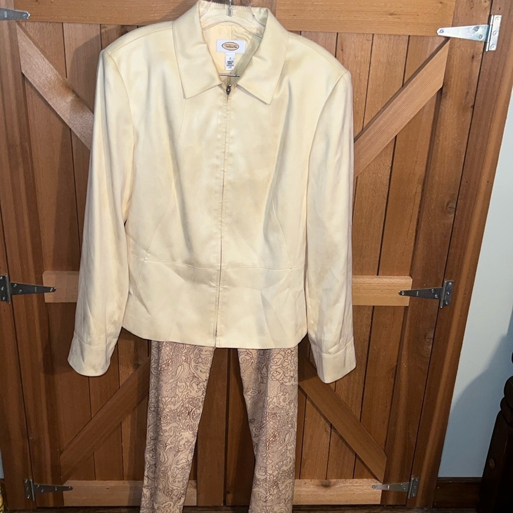 Talbots Suit Pant Set Pale Yellow Tan 12